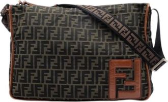 Fendi Pre-owned Cross Body Bags, female, Brown, Size: ONE SIZE Pre-owned Canvas Crossbody Bag