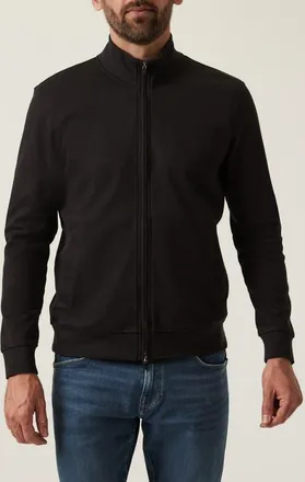 34 Heritage Mock Neck PIma Cotton Zip Jacket in Black at Nordstrom, Size Xx-Large