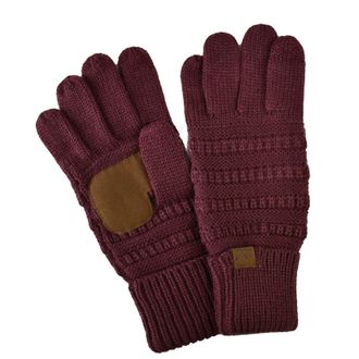 C.C Unisex Cable Knit Winter Warm Anti-Slip Touchscreen Texting Gloves, Monaco, One Size
