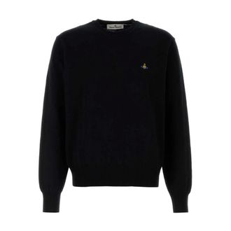 Vivienne Westwood Round-neck Knitwear, male, Black, Size: 2XL Black Sweaters for Women