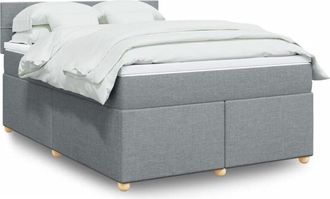 vidaXL Vidaxl - Cama Box Spring Con Colch&oacute;n Tela Gris Claro 160x200 Cm