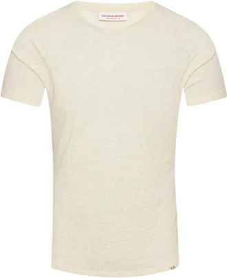 Orlebar Brown Licht Linnen Latte T-shirt - Heren - T-shirts - Wit - S - Linnen - Tops