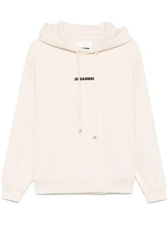 Jil Sander logo-print hoodie - women - Cotton/Cotton - S - Neutrals