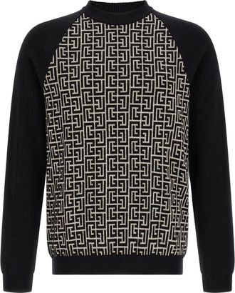 Balmain Black Logo Crew Neck Sweater
