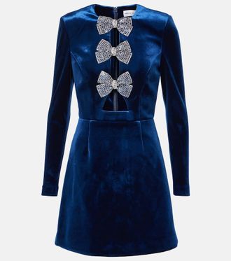 Rebecca Vallance Vivicia bow-detail velvet minidress