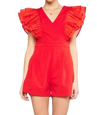 Entro Ruby Ruffle Sleeves Romper In Red