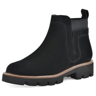 White Mountain Glassie Boots Womens Black Suede Lug Sole Chelsea HTAT1817