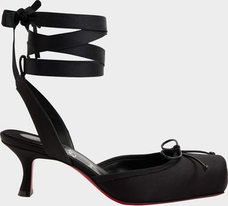 Christian Louboutin 55mm Cassia Lace-Up Satin Ballet Pumps