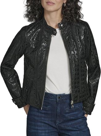 Karl Lagerfeld Karl Lagerfeld Eyelet Zip Front Jacket