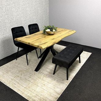 Kosy Koala Kosy Koala Dining Table Set With 2 Black Velvet Chairs And Black Velvet Bench Dining Room Furniture
