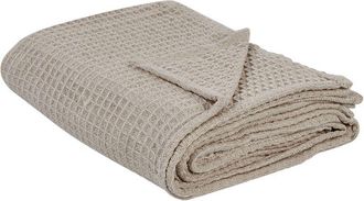 Beliani Beliani - Colcha De Algod&oacute;n Relieve Gofre Textiles Sala De Estar Dormitorio Gris Pardo 200 X 220 Cm Chagyl