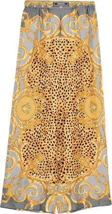 Versace printed silk twill pants - women - Silk - 38 - Yellow