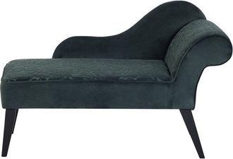 Beliani Beliani - Chaise longue tapizado en tela verde con patas de madera oscura estilo glam versión derecha Biarritz