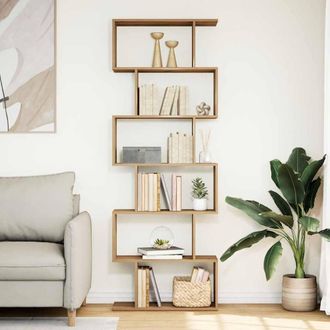 Berkfield Home Room Divider Bookcase 6-Tier Artisan Oak 70x24x193 cm Engineered Wood in Brown | Size: 70 x 24 x 193 cm