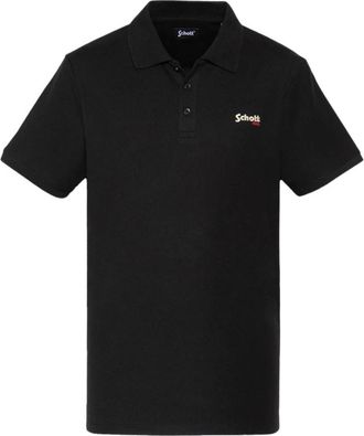 Schott NYC Cotton Pique Polo Shirt - Heren - Polos - Zwart - M - Katoen - Tops