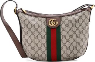 Gucci Ophidia Half Moon Hobo GG Coated Canvas Small crossbody bag - Marrone