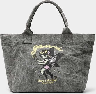Ganni Womens Gothic fairy XXL denim Tote Bag
