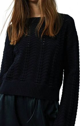 M&eacute;lissa Nepton Moon Crochet Stitch Long Sleeve Sweater In Black