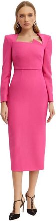 Roland Mouret Asymmetrische Midi Jurk - Dames - Casual kleedjes - Roze - S - Kleedjes