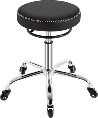 Woltu Sgabello Girevole Altezza Regolabile pu Sedia Girevole 360° Imbottitura della Seduta 6.5 cm Nero - Woltu