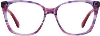 Kate Spade New York taya 52mm square optical glasses in Striped Burgundy Violet at Nordstrom