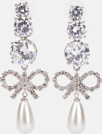 Self Portrait Crystal-embellished faux pearl drop earrings