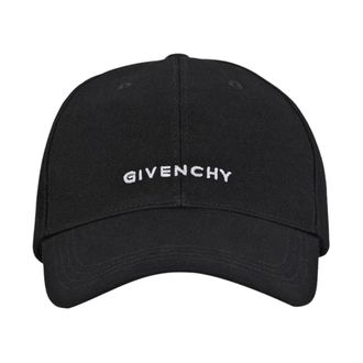 Givenchy Zwarte Logo Geborduurde Baseballpet - Heren - Petten - Zwart - ONE Size - Katoen - Accessoires