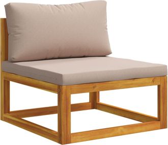 vidaXL Sof&aacute; Central Modular Con Cojines 100 % Poli&eacute;ster Acacia S&oacute;lido Vidaxl