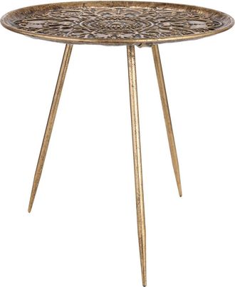 Wanderlust Deco Mesa De Centro De Metal Dorada 50x50x51 Cm