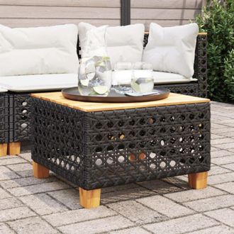 vidaXL Tavolo da Giardino Nero 55x55x36cm in Polyrattan e Legno Acacia - Vidaxl