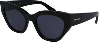 Ferragamo Stijlvolle Zonnebril - Dames - Zonnebrillen - Zwart - 55 MM - Accessoires