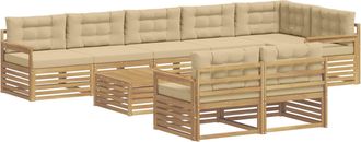 vidaXL Conjunto De Sof&aacute;s De Exterior 9 Uds. Y Beige Poli&eacute;ster Vidaxl