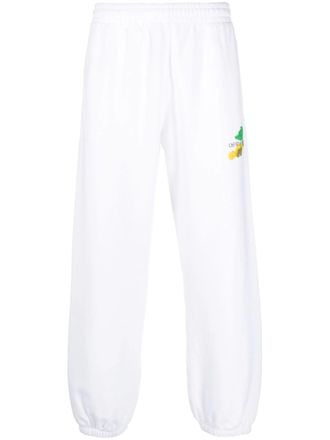 Off-white Mens Brush Arrows Logo Printed Joggers in White Cotton - Size Medium