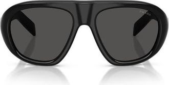 Prada 56mm Irregular Sunglasses in Black /Dark Grey at Nordstrom