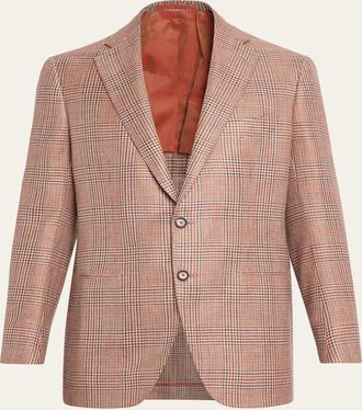 Cesare Attolini Mens Plaid Cashmere-Blend Sport Jacket