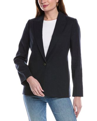 Vince Single-Breasted Linen-Blend Blazer