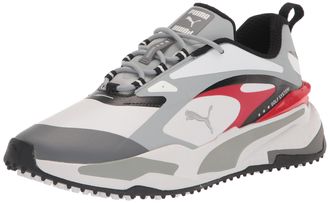 Puma GOLF Mens Gs-Fast Golf Shoe, Puma White-high Rise-high Risk Red, 9 UK