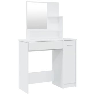 Berkfield Home Dressing Table with Mirror High Gloss White 86.5x35x136 cm
