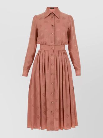 Dolce & Gabbana silk shirt dress belted waist pleated skirt