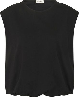 Soaked In Luxury Tops, Dames, Zwart, L, Katoen, Zwarte Ballon Tank Top