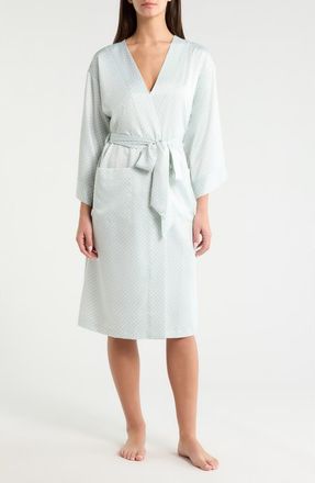 Nordstrom Satin Robe in Teal Steam Alhambra Geo at Nordstrom, Size X-Large