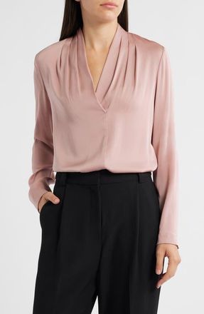 Kobi Halperin Nellie Pleated Stretch Silk Top in Vintage Rose at Nordstrom, Size Small