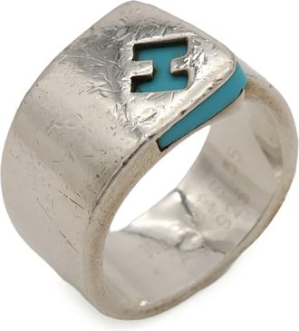 Herm&egrave;s Silver Blue Silver 925 Band Ring (Pre-Owned)