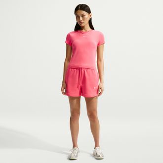Nike Womens Nike Sportswear Phoenix Fleece Mid-Rise 4 Shorts in Pink | IH2108-894