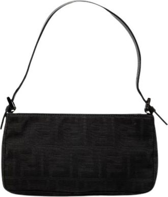 Fendi Pre-owned Shoulder Bags, female, Black, Size: ONE SIZE Pre-owned Canvas Shoulder Bag