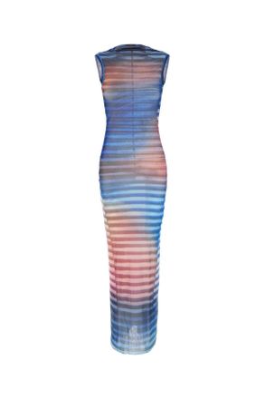 Jean Paul Gaultier Womens Printed Tulle The Air Dress - Blue Nylon - Size X-Small