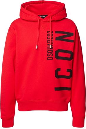 Dsquared2 Mens Red Hoodie Large Black Icon Logo Cotton - Size X-Large