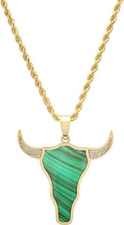 Established Malachite & Diamond Pav&eacute; Steer Head Pendant Necklace at Nordstrom