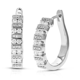 Vir Jewels 1/2 cttw Round Lab Grown Diamond hoop earrings.925 Sterling Silver Channel/Prong Set