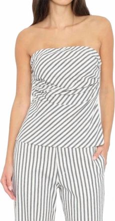 Xirena Nora Strapless Top In Blue Slate Stripe